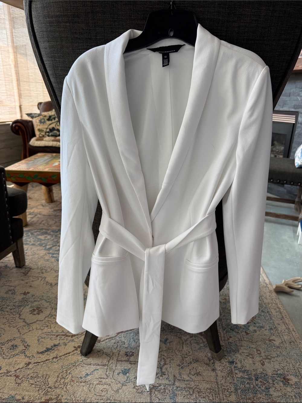 White House Black Market White Shawl-Collar Belted Blazer - Picture 3 of 6